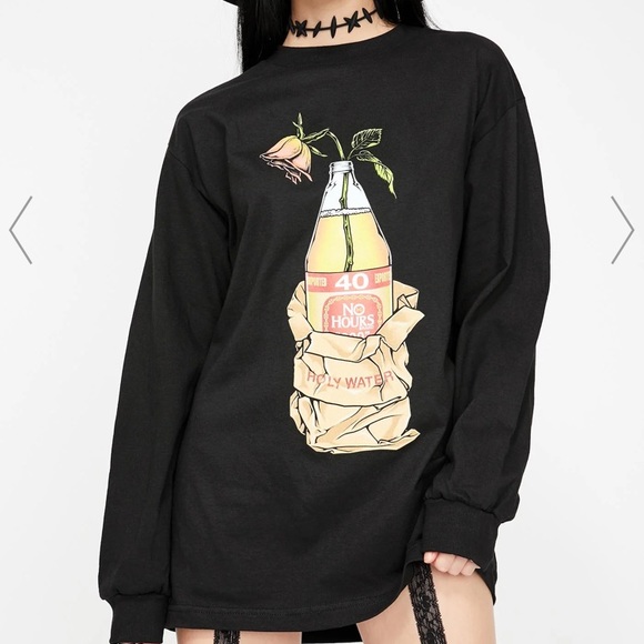 Dolls Kill Tops - Dolls kill no hours holy water long sleeve tee